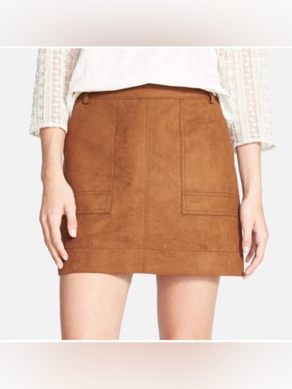 HINGE Faux Suede Preppy Academia Mini Skirt XS